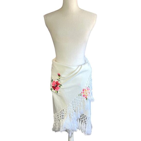 Vintage Artesania Manton De Manila Bordado Embroidered Spanish Shawl floral - Picture 6 of 10